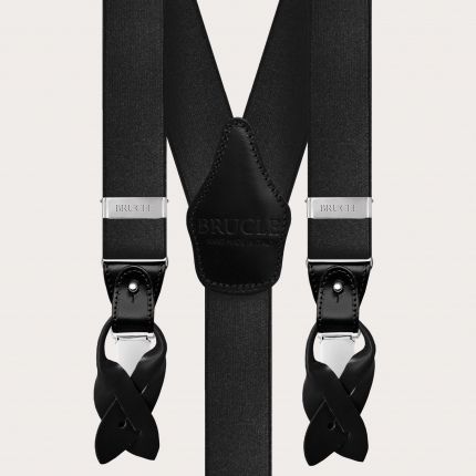 Elegant black elastic satin suspenders