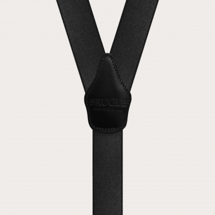 Elegant black elastic satin suspenders