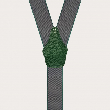 Bretella larga uso con bottoni o clip unita grigia bordo verde