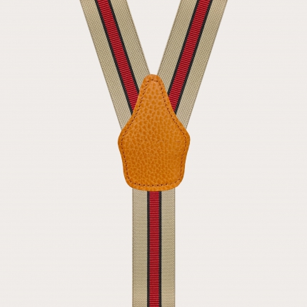 Hosenträger herren damen gestreift beige rot