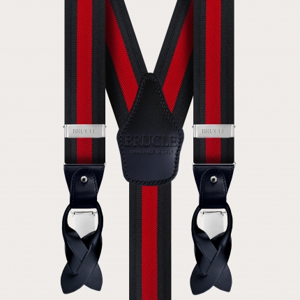 Bretelle elastiche con riga spinata rosso e nero