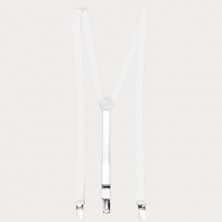 Y-shape leather suspenders, white