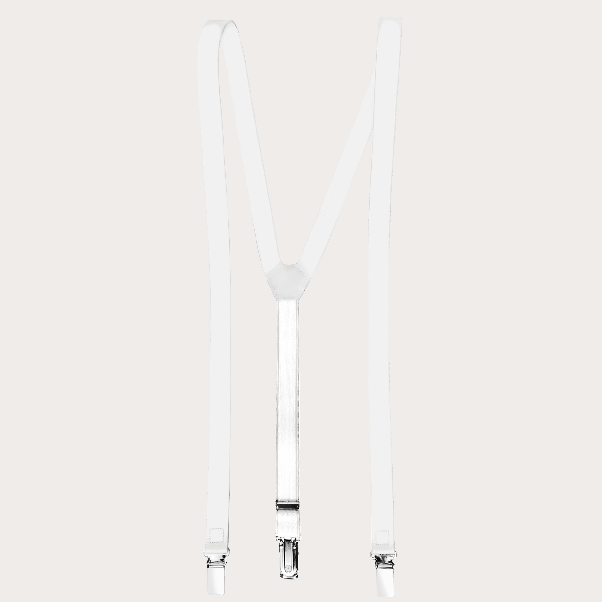 BRUCLE Y-shape leather suspenders, white