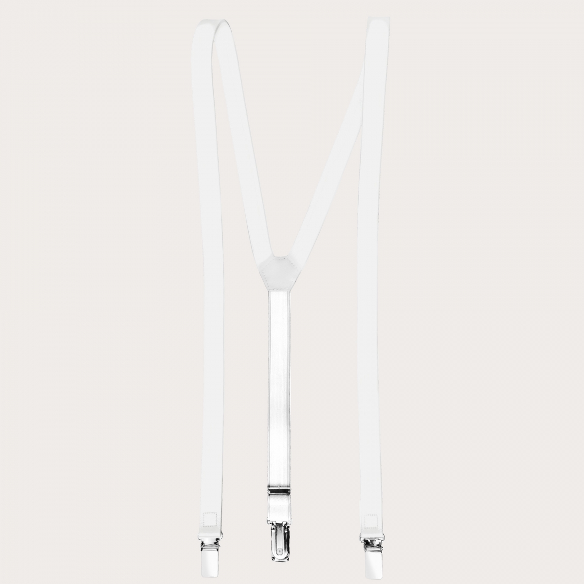 BRUCLE Y-shape leather suspenders, white