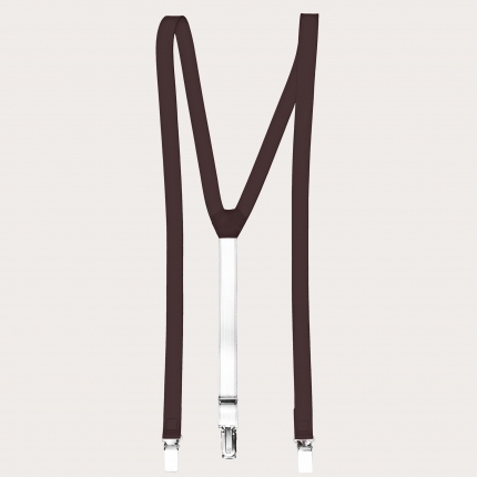 Y-shape leather suspenders, dark brown