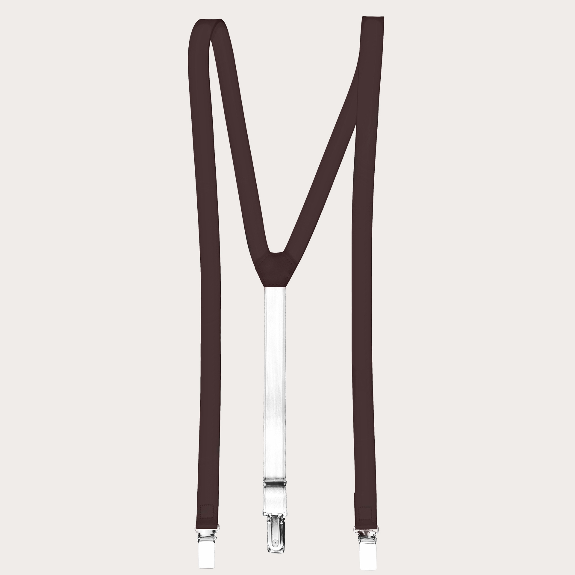 BRUCLE Y-shape leather suspenders, dark brown