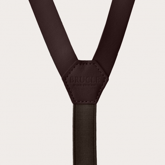 BRUCLE Y-shape leather suspenders, dark brown