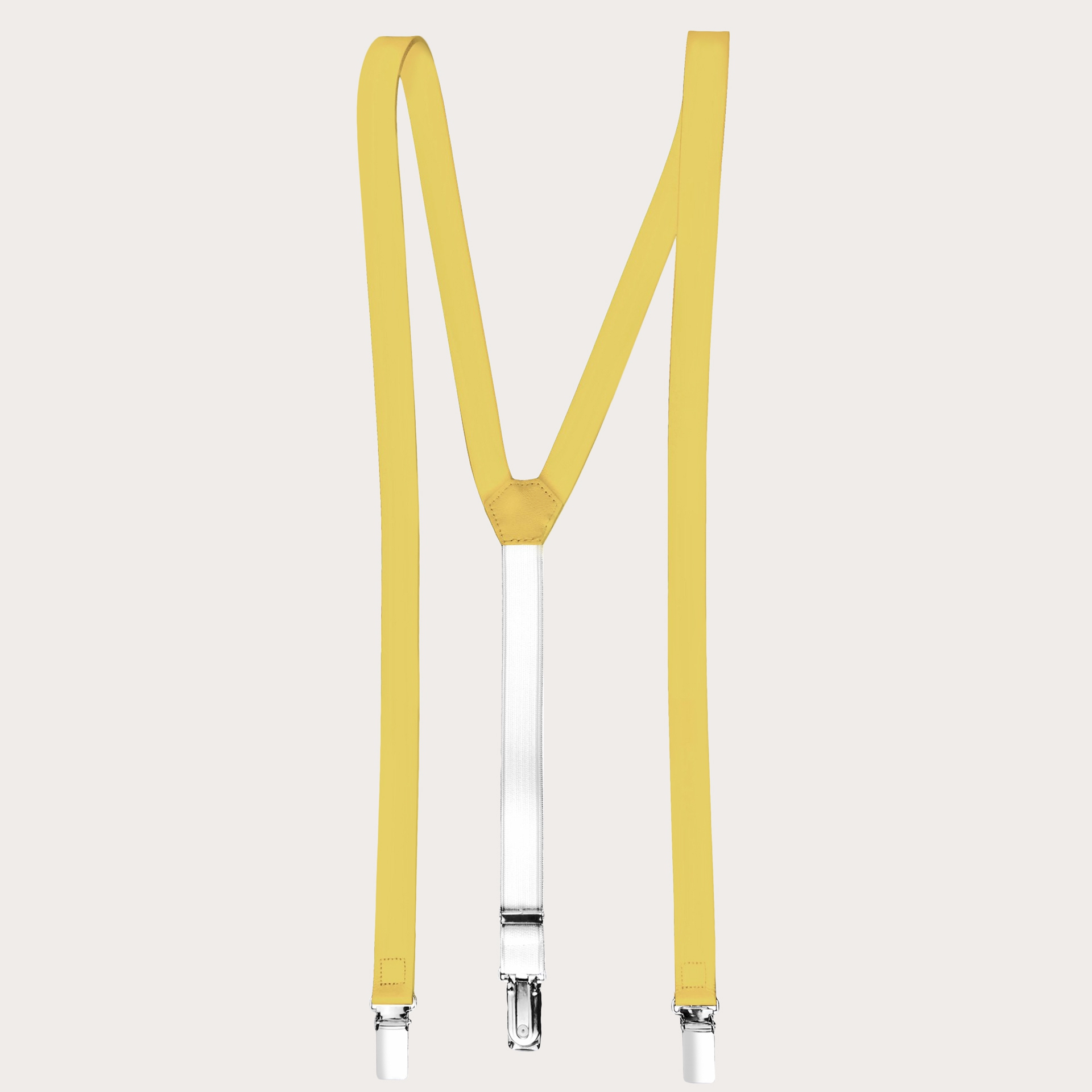 BRUCLE Y-shape leather suspenders, yellow