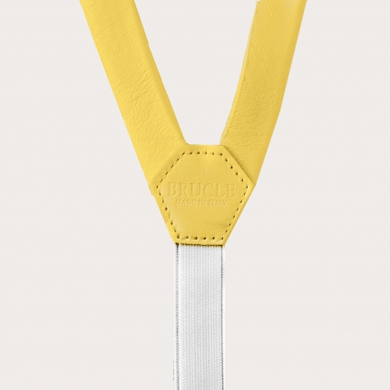 Y-shape leather suspenders, yellow