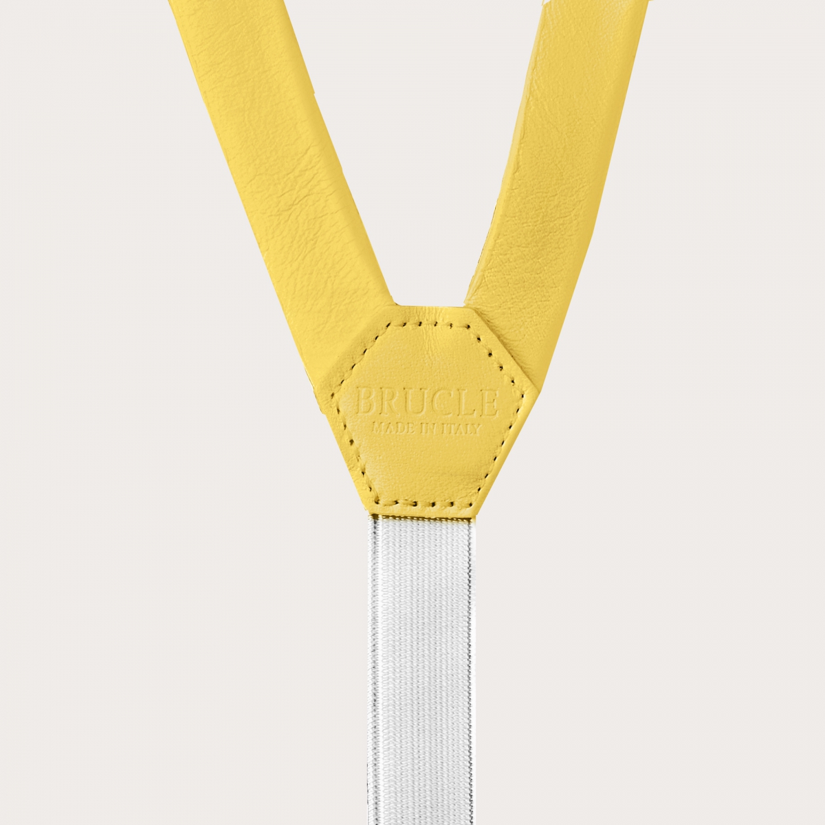 BRUCLE Hosenträger aus Leder in Y-Form, gelb
