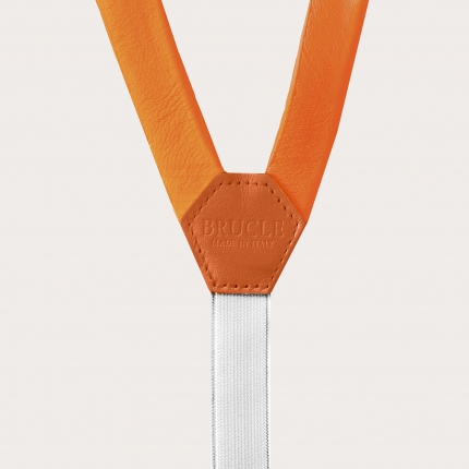 Y-shape leather suspenders, orange