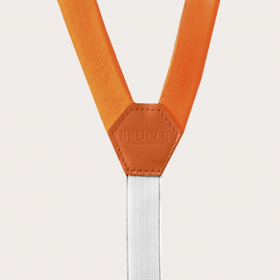 BRUCLE Hosenträger aus Leder in Y-Form, orange