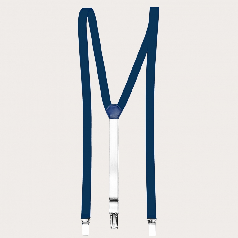 Y-shape leather suspenders, royal blue