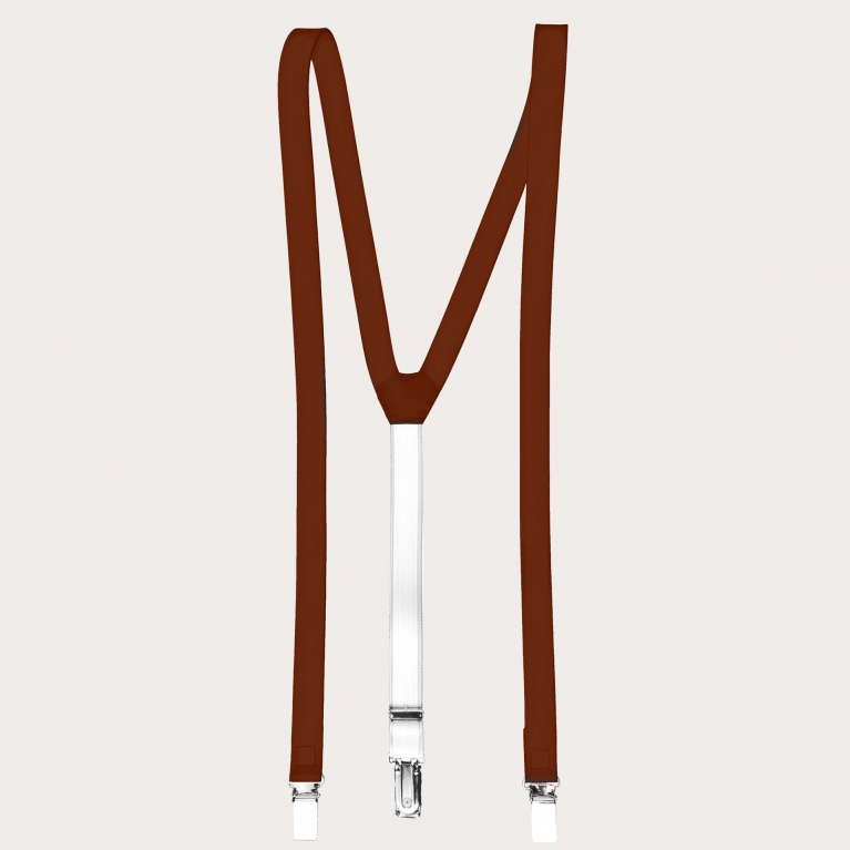 Y-shape leather suspenders, brown