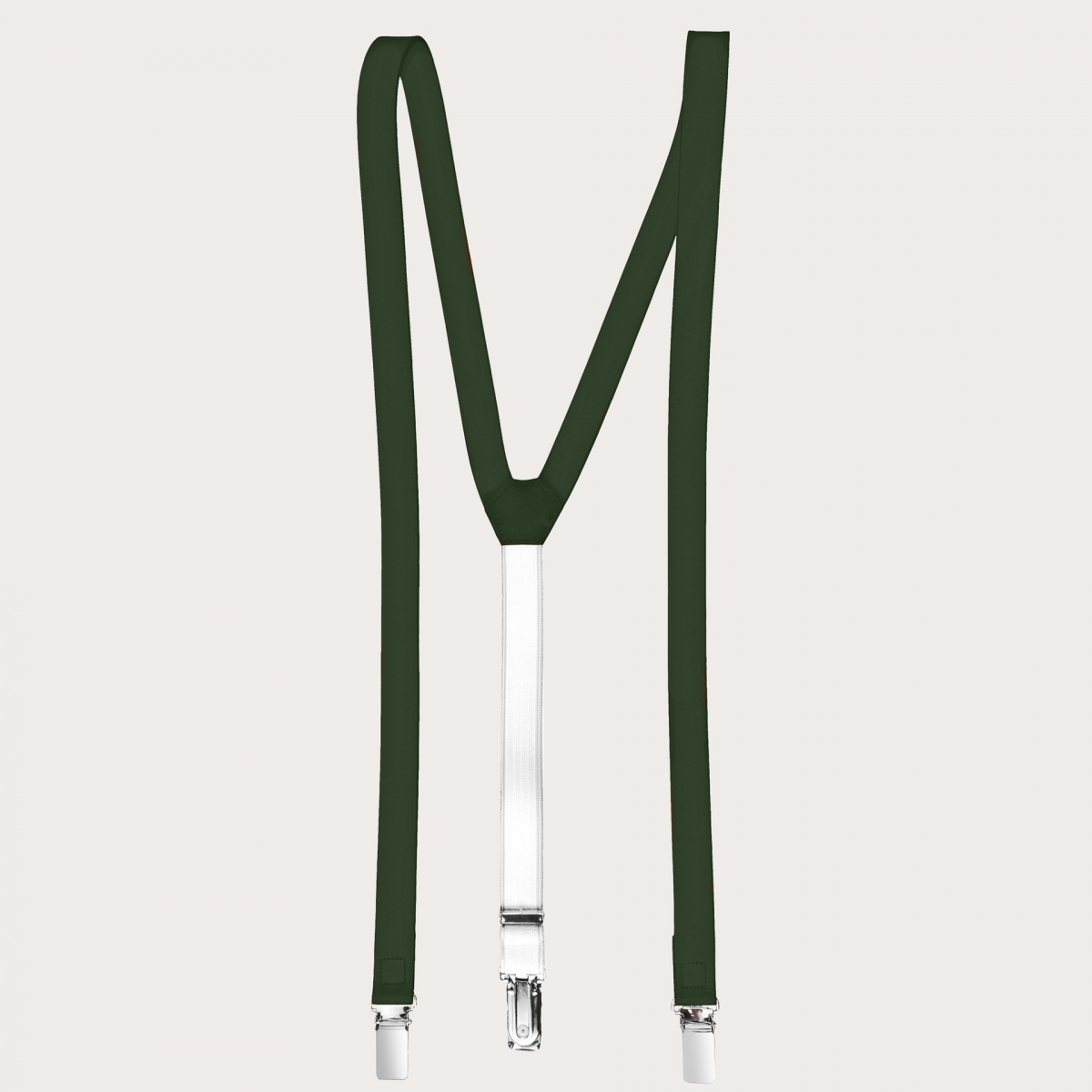 BRUCLE Y-shape leather suspenders, dark green