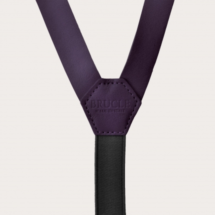 Leather Y-back braces suspenders purple