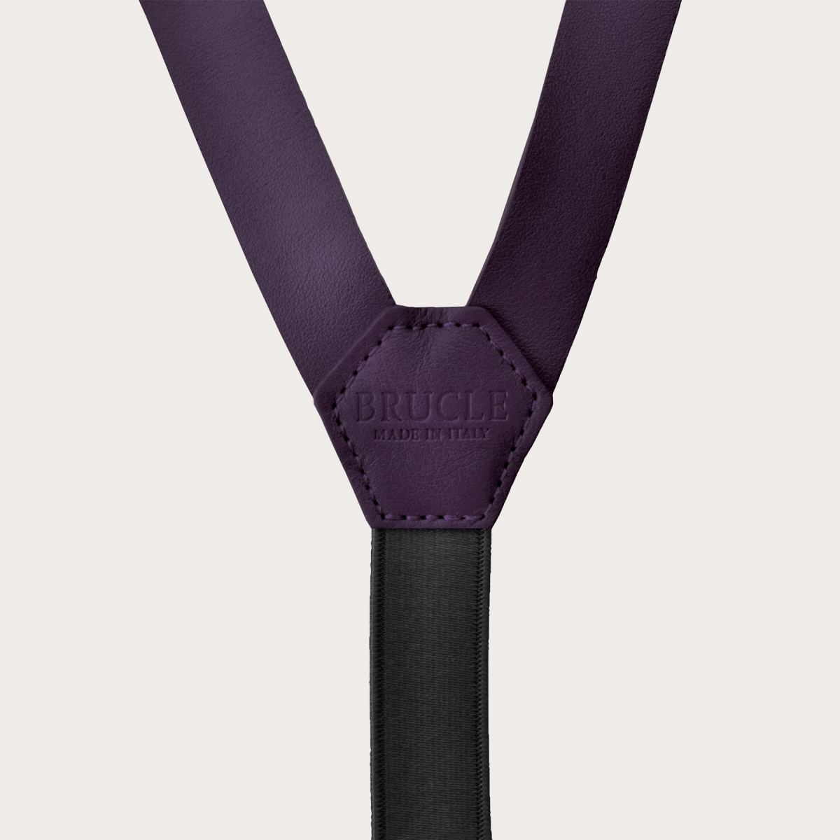 BRUCLE Y-shape leather suspenders, purple