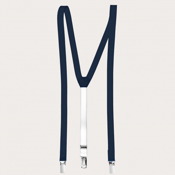 Y-shape leather suspenders, blue navy
