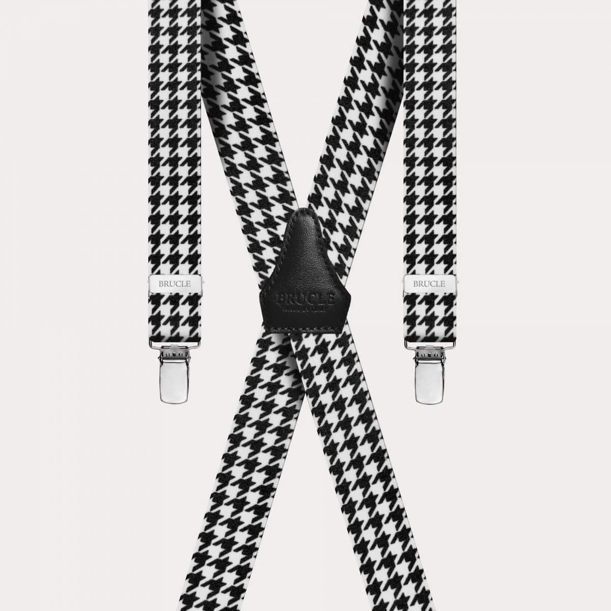 Elastic Braces suspenders kids pied de poule black and white