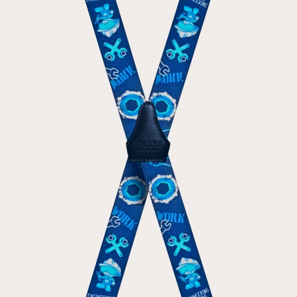 Tirantes en forma de X para niños, patrón azul