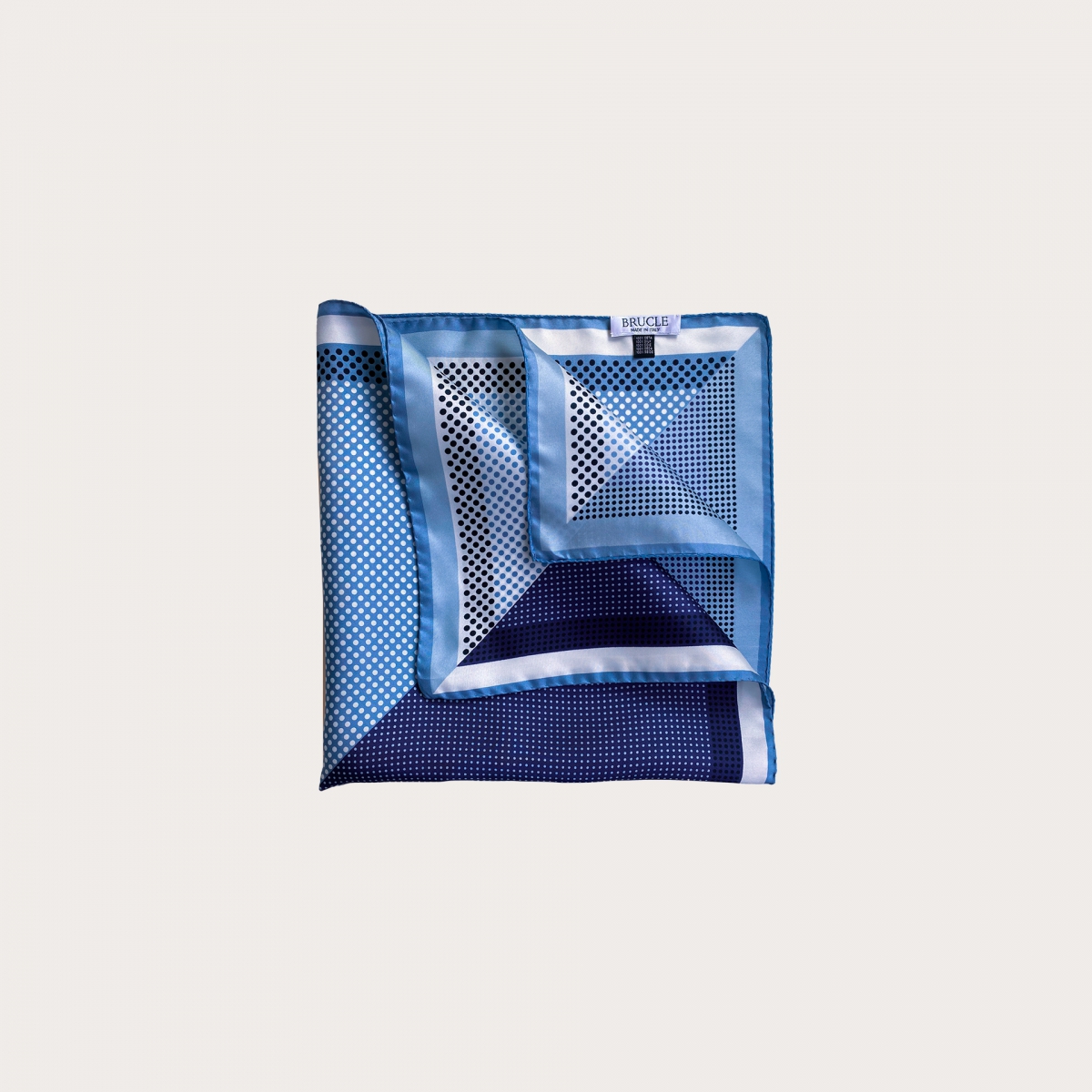 BRUCLE Silk foulard, blue polka dot pattern