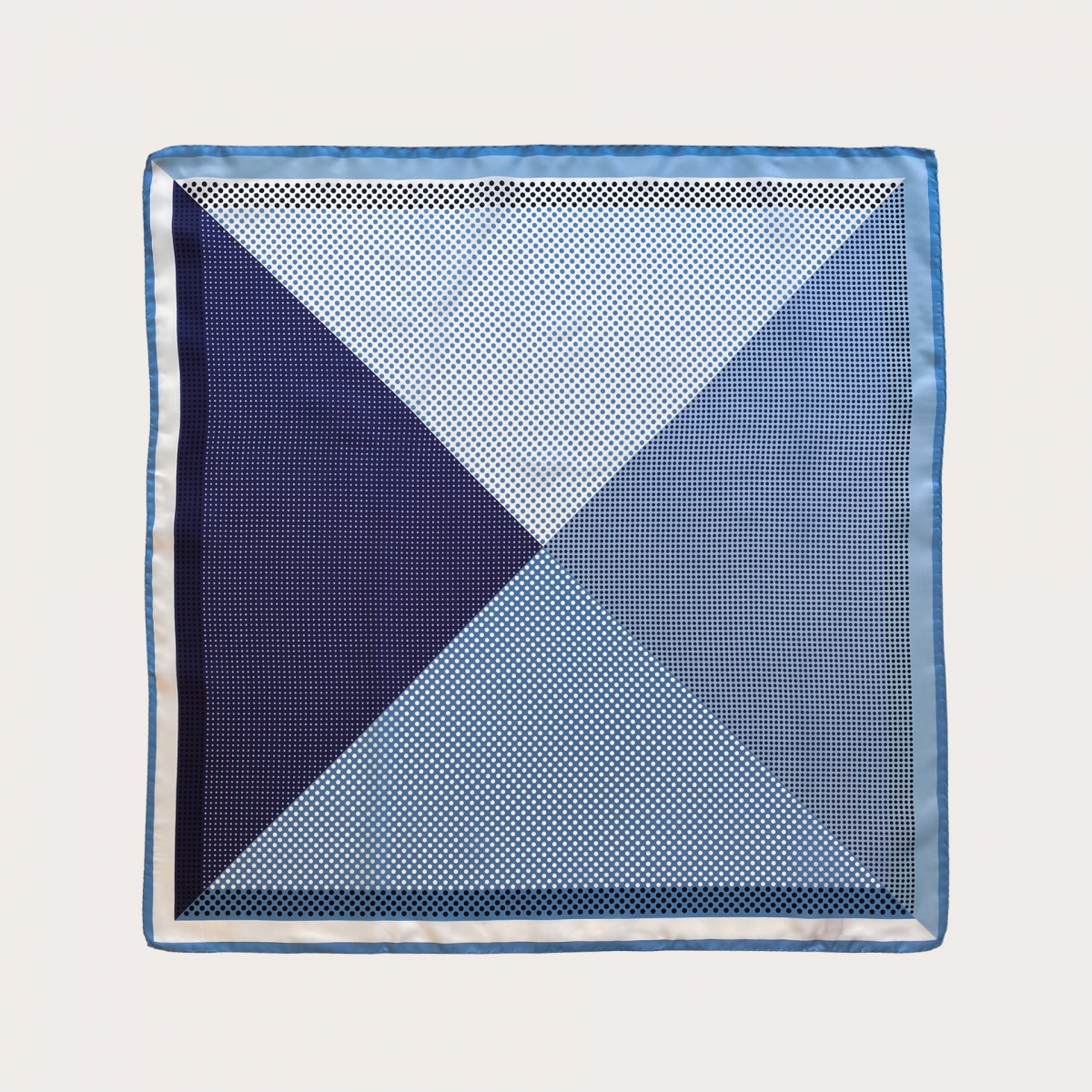 BRUCLE Silk foulard, blue polka dot pattern