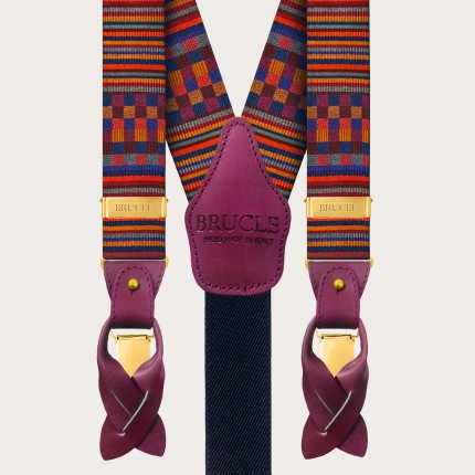 Formal fabric suspenders silk multicolor
