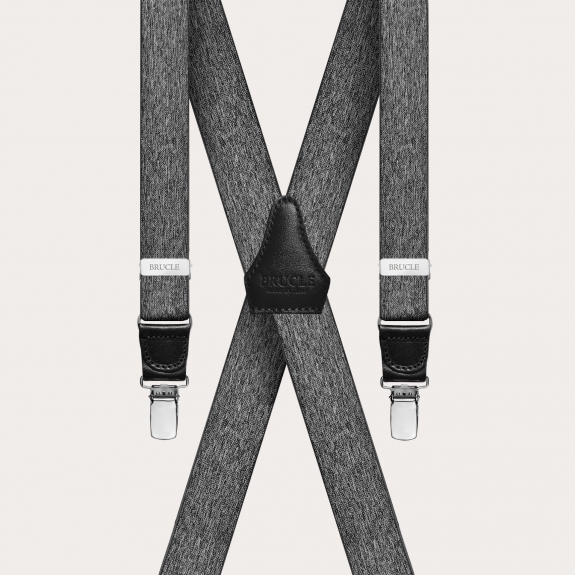 Casual melange X-shaped suspenders, gray