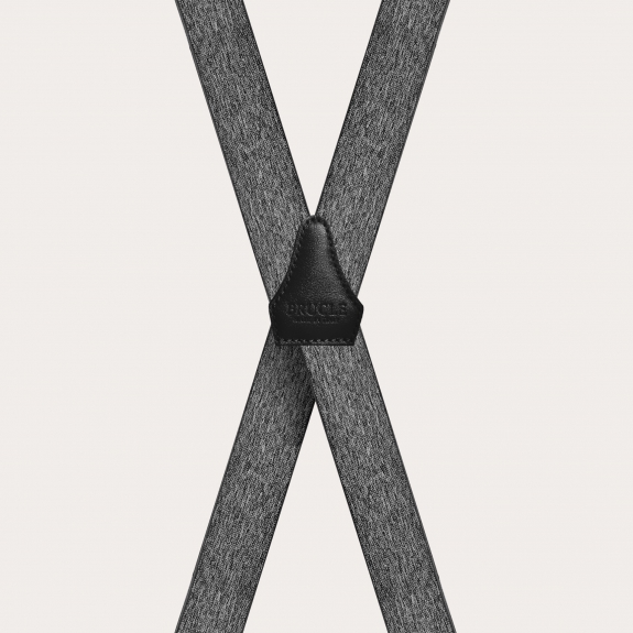 Lässige Melange-Hosenträger in X-Form, grau