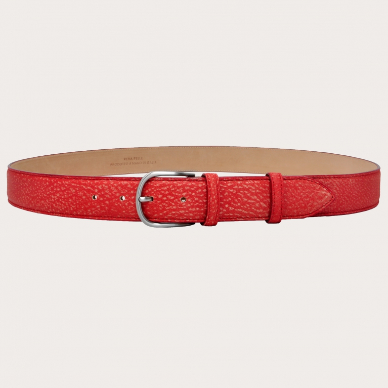Faded red genuine leather belt