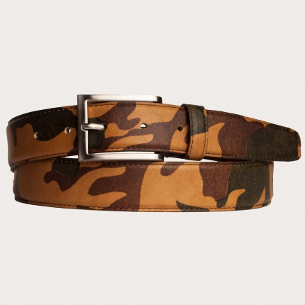 Camouflage belt in genuine leather