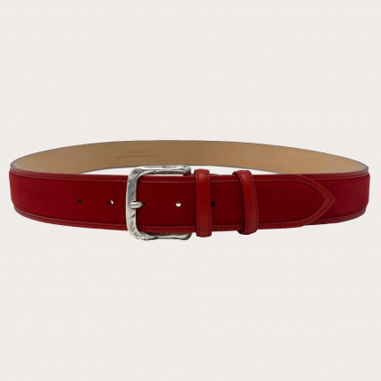 Red suede belt with leather borders