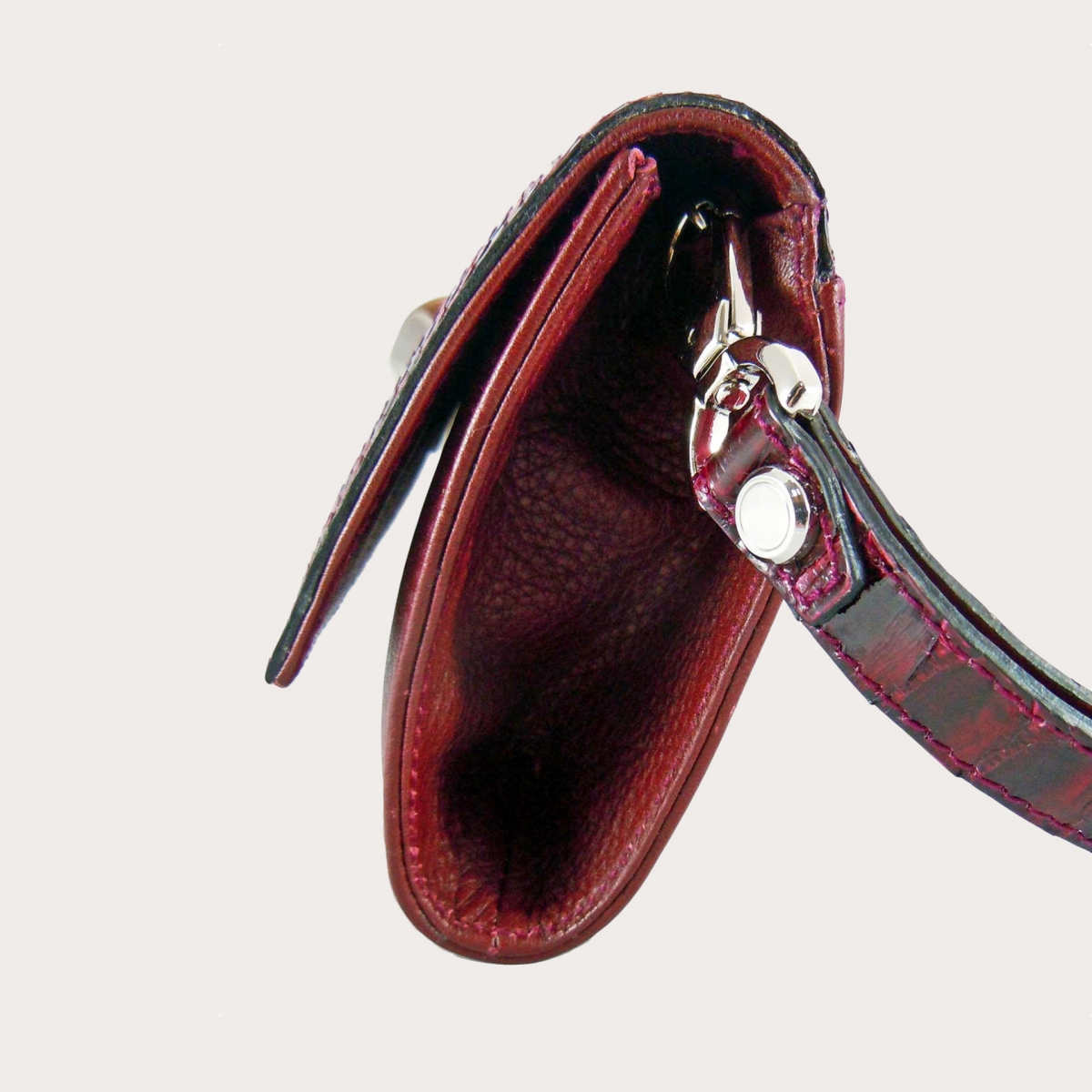 Genuine python Skin Clutch Bag, red bordeaux