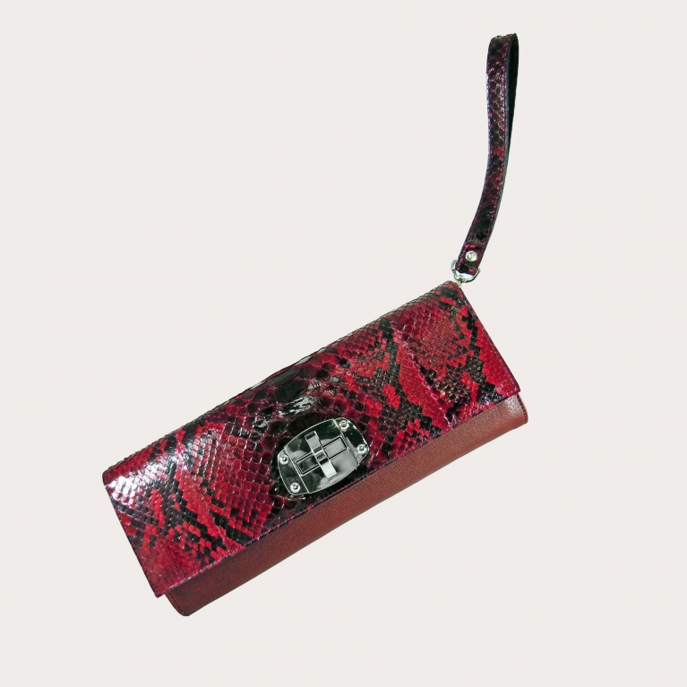 Clutch en python, rouge bordeaux