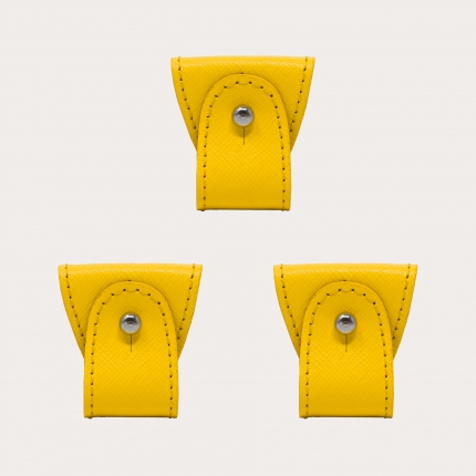 Set 3 terminales de piel saffiano amarilla para tirantes doble uso
