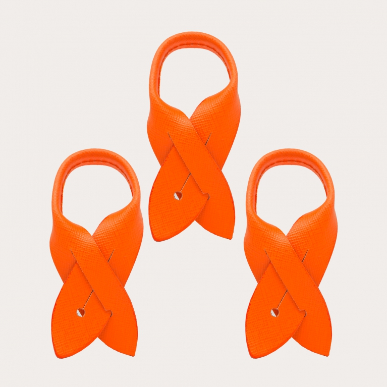 Juego de conectores de cuero Saffiano para tirantes, 3 uds. color naranja