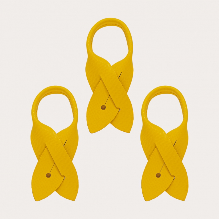 Juego de conectores de cuero Saffiano para tirantes, 3 uds. color amarillo