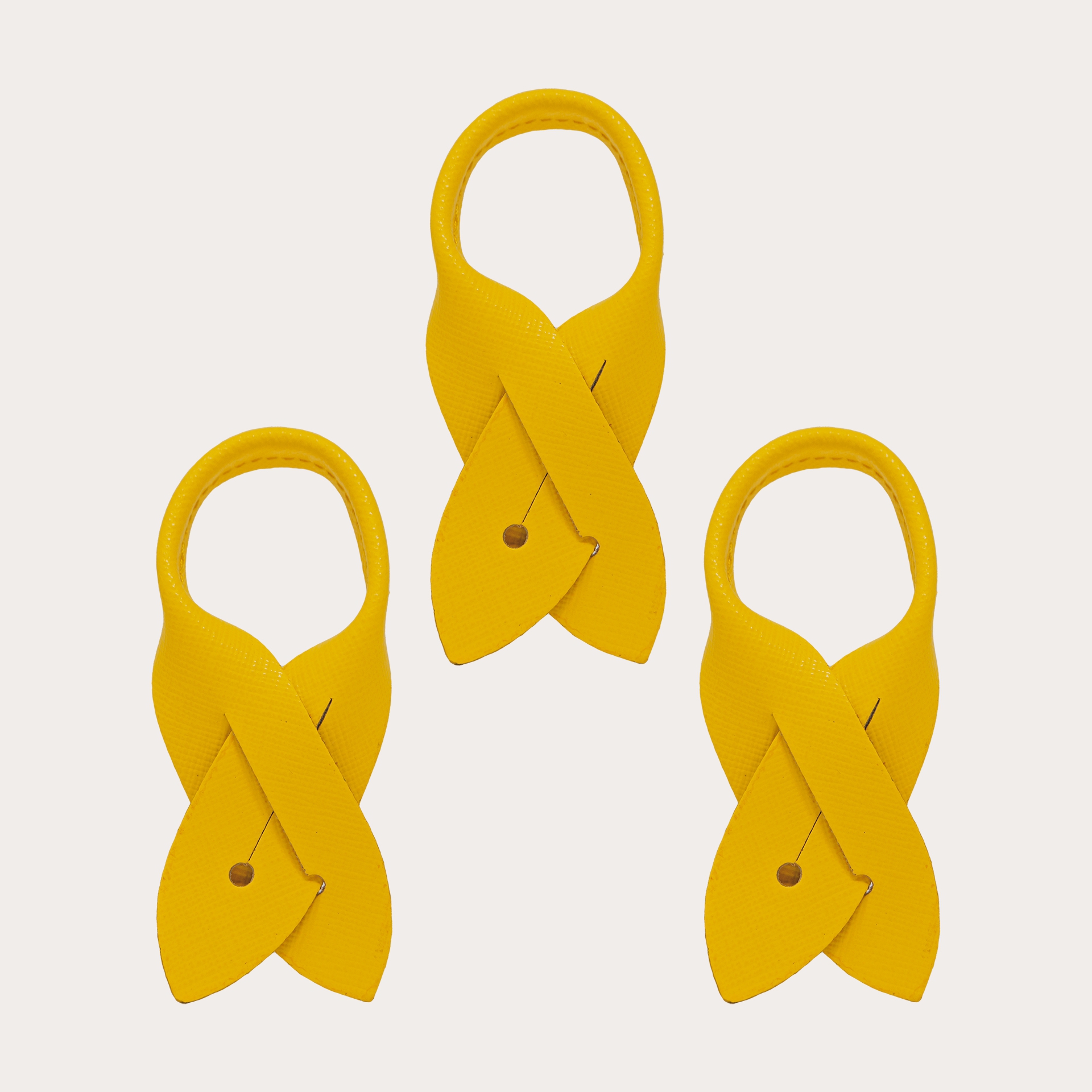 Bout de bouton en cuir pour bretelles à boutons, 3pièces saffiano orange