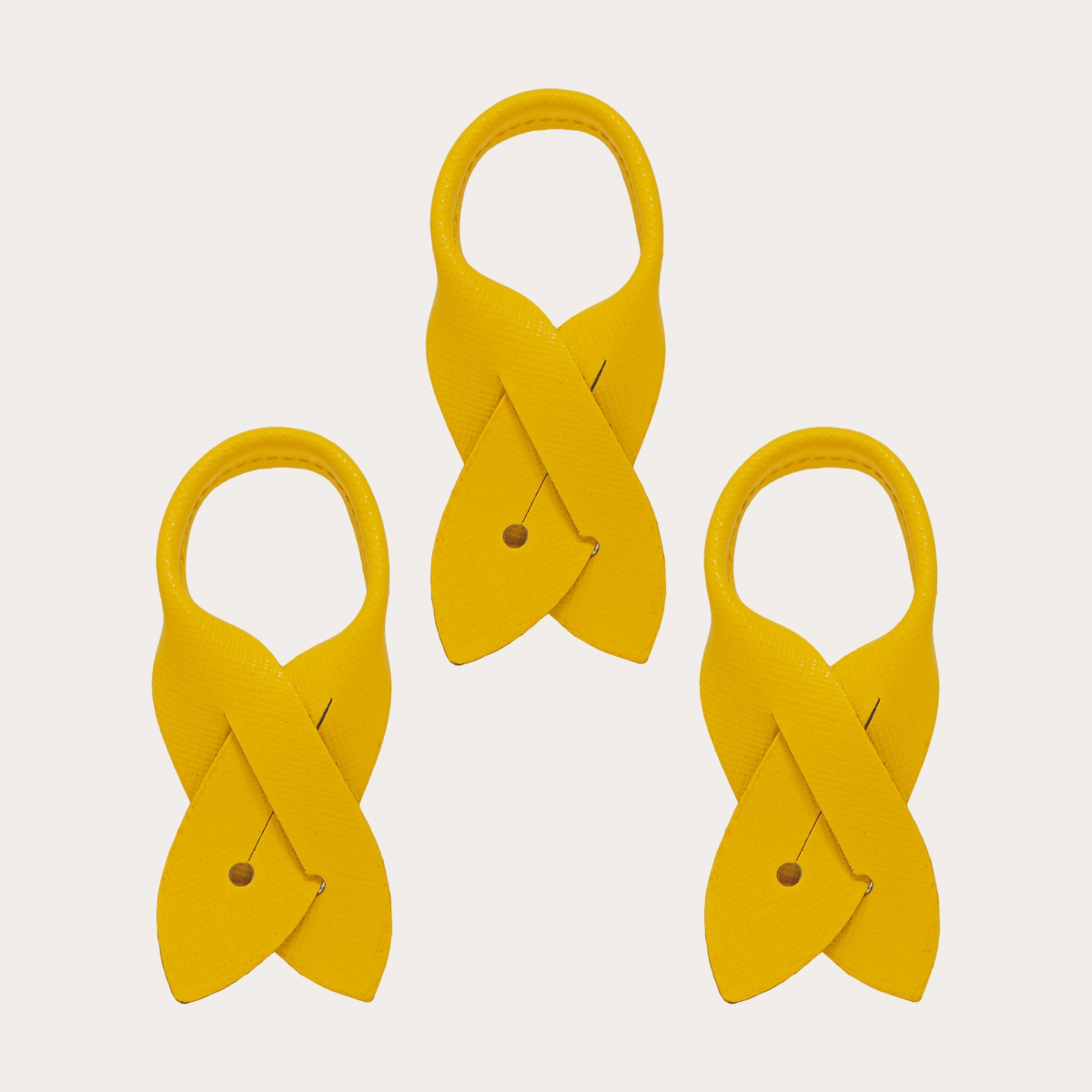 Bout de bouton en cuir pour bretelles à boutons, 3pièces saffiano orange