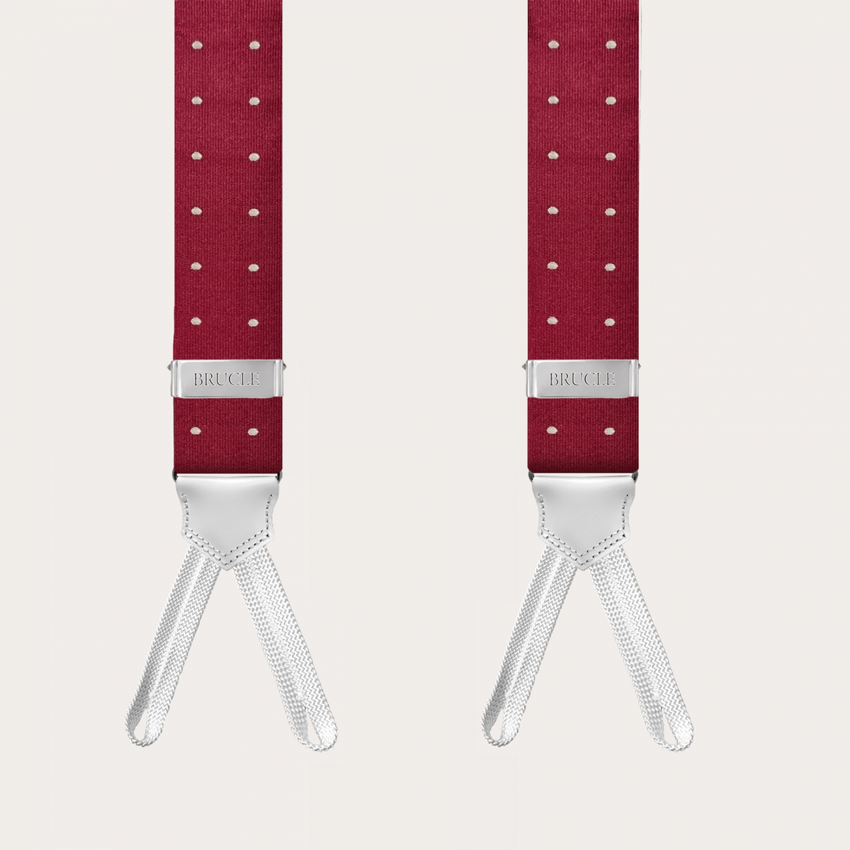 BRUCLE Bretelles larges à tresses pour boutons, pointillé rouge bordeaux