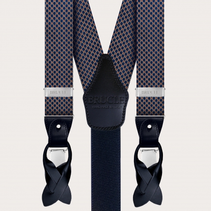 Matching suspenders and bow tie in silk, pink jacquard