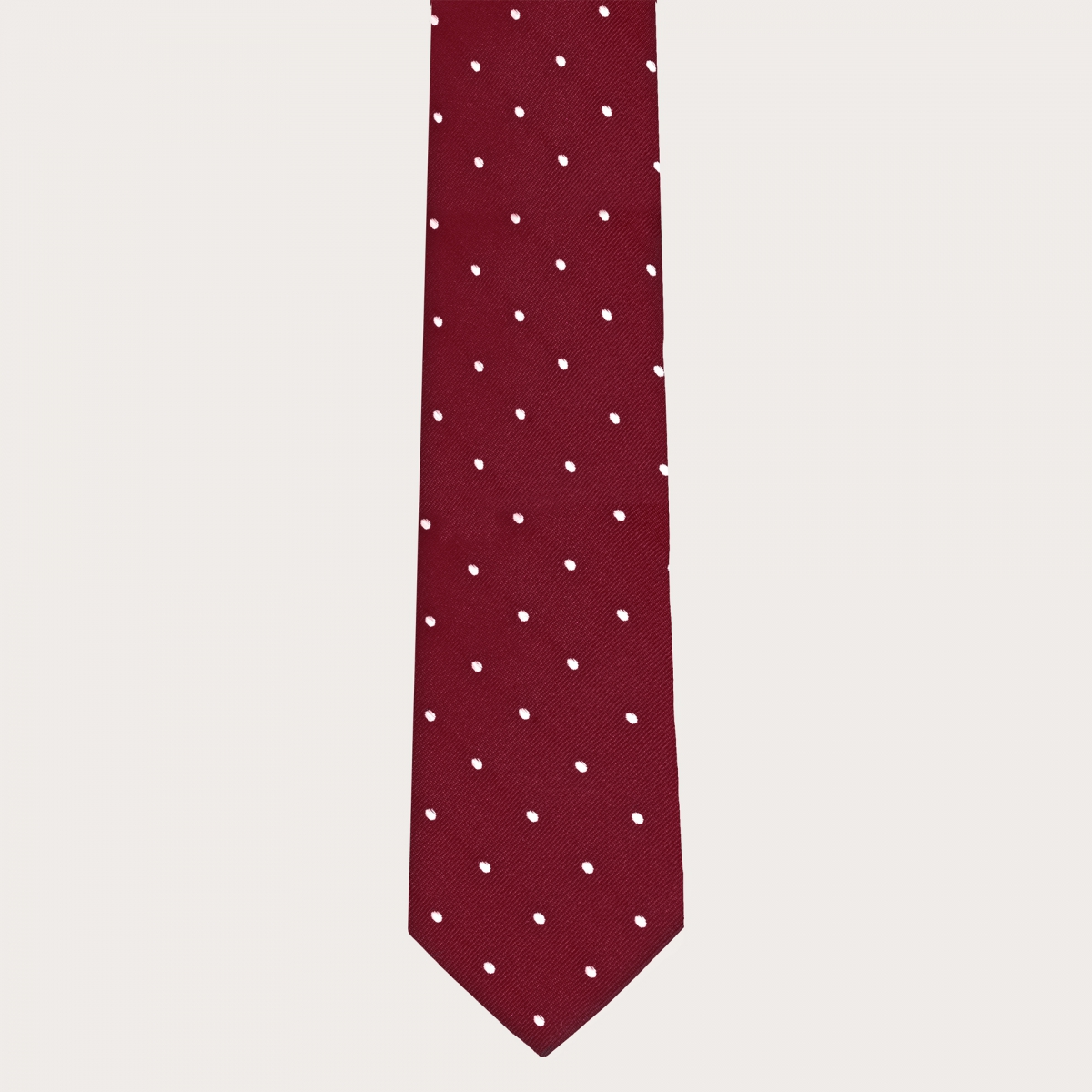 BRUCLE Coordinated suspenders and necktie in jacquard silk, bordeaux with polka dots