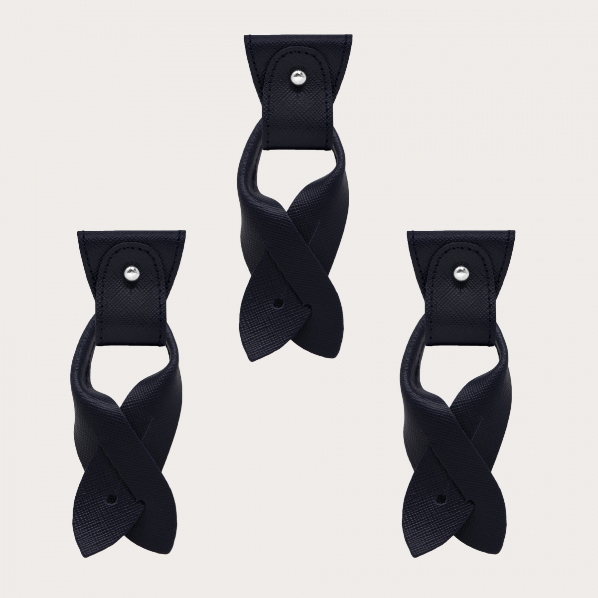 Remplacement pour bretelles en forme de Y- Extrémités convertibles + pattes pour boutons, saffiano noire