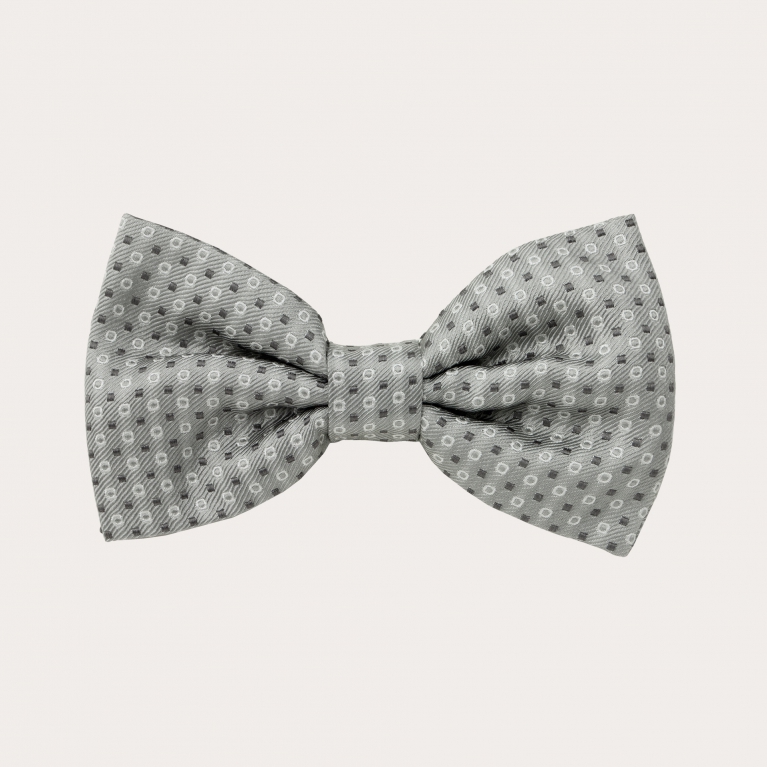 Noeud papillon cérémonie en soie gris argenté