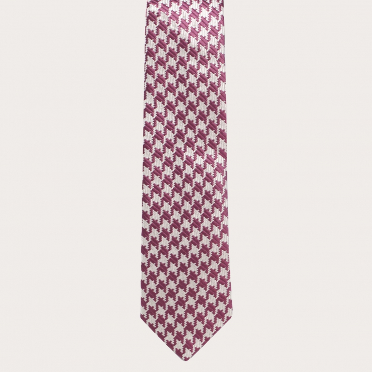 Silk necktie, pink pied de poule
