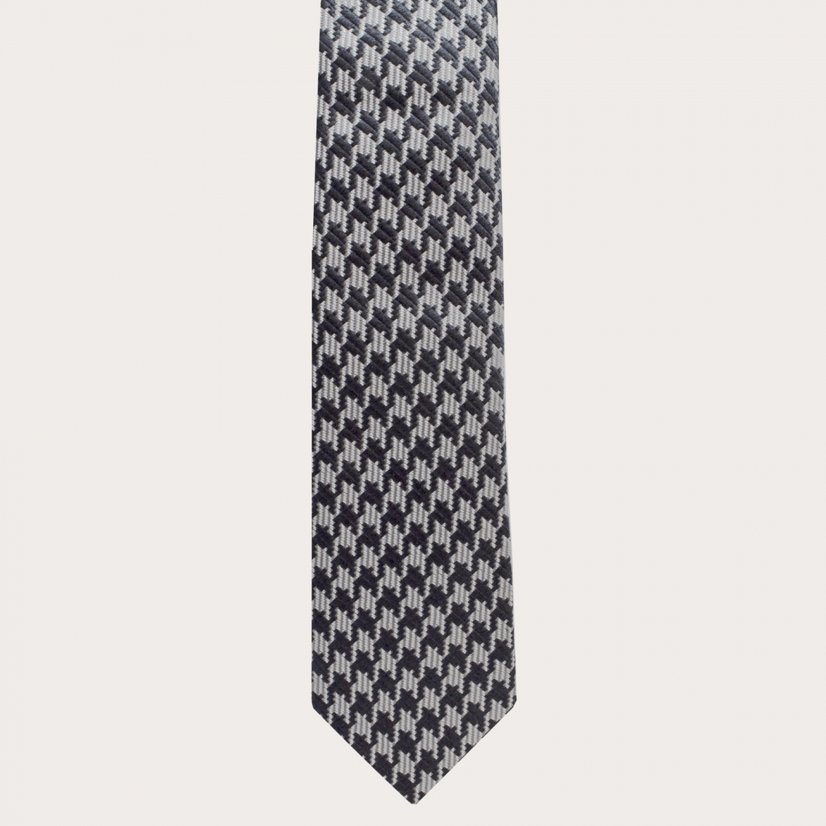 Cravatta pied de poule nera in seta