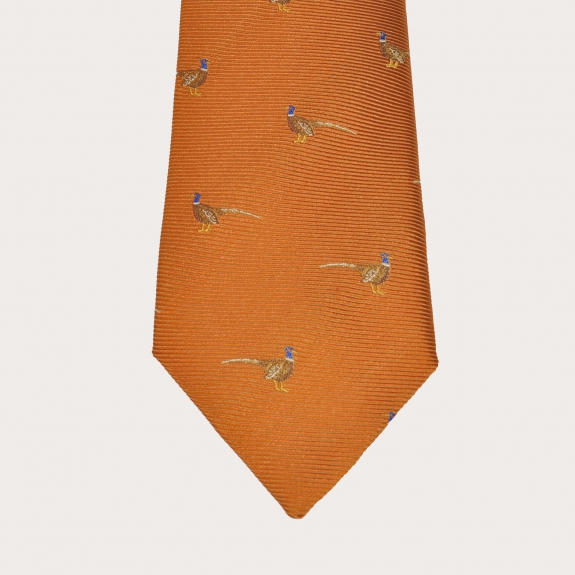 Brucle cravate orange en soie