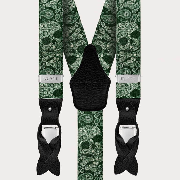 Zweifach verwendbare Hosenträger mit Totenkopfmuster für Knöpfe oder Clips