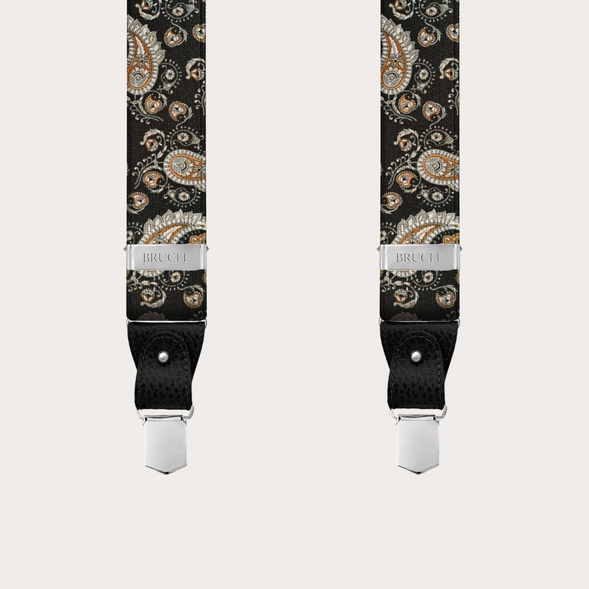 BRUCLE Bretelles de cérémonie avec motif paisley élégant, noir