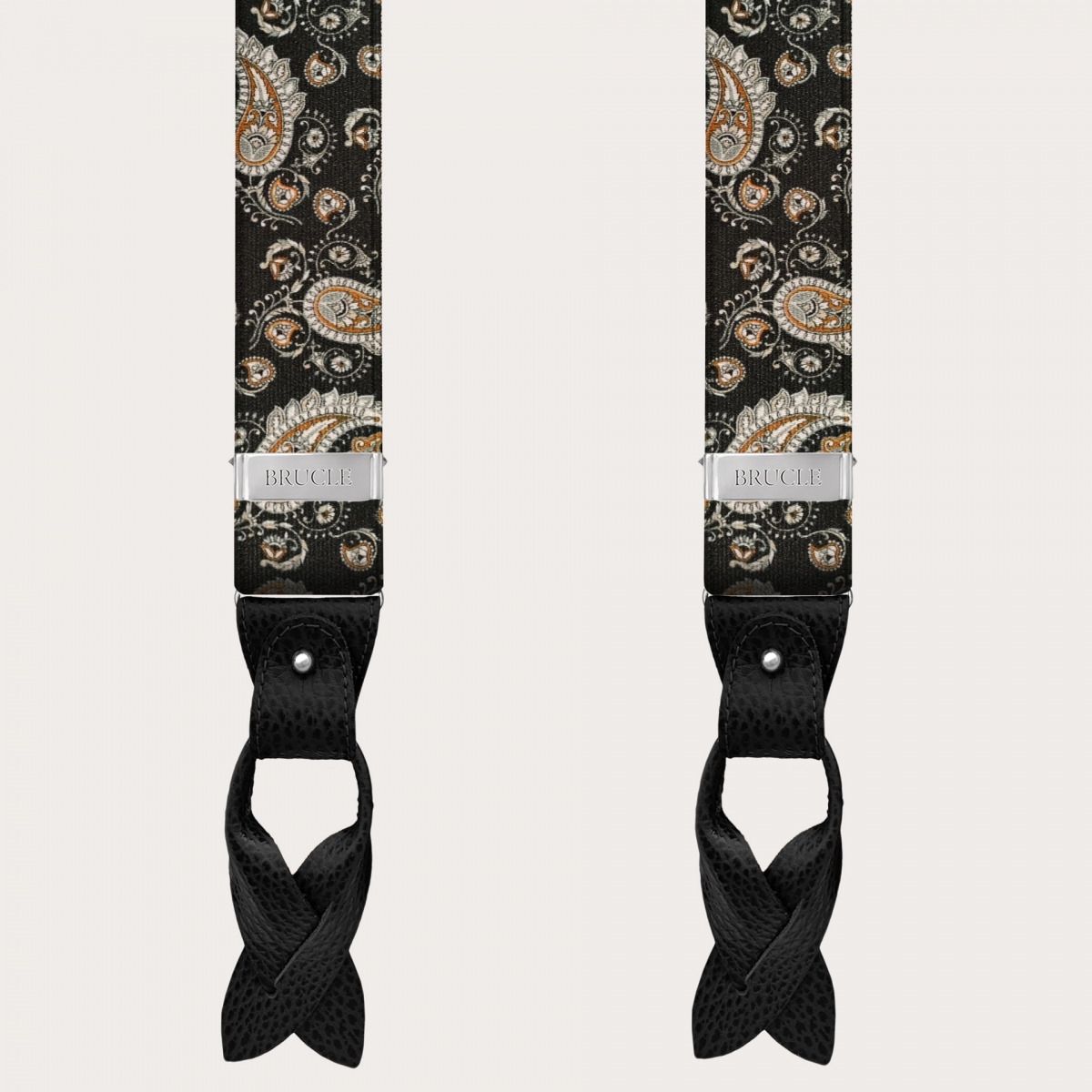 BRUCLE Zeremonien-Hosenträger mit elegantem Paisley-Muster, schwarz